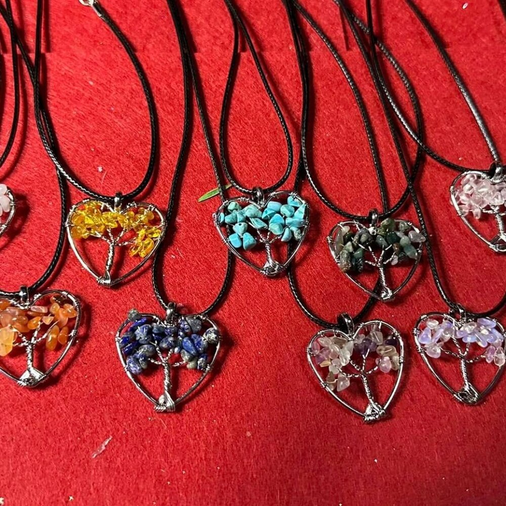 Tree of life Heart Crystal necklaces.
